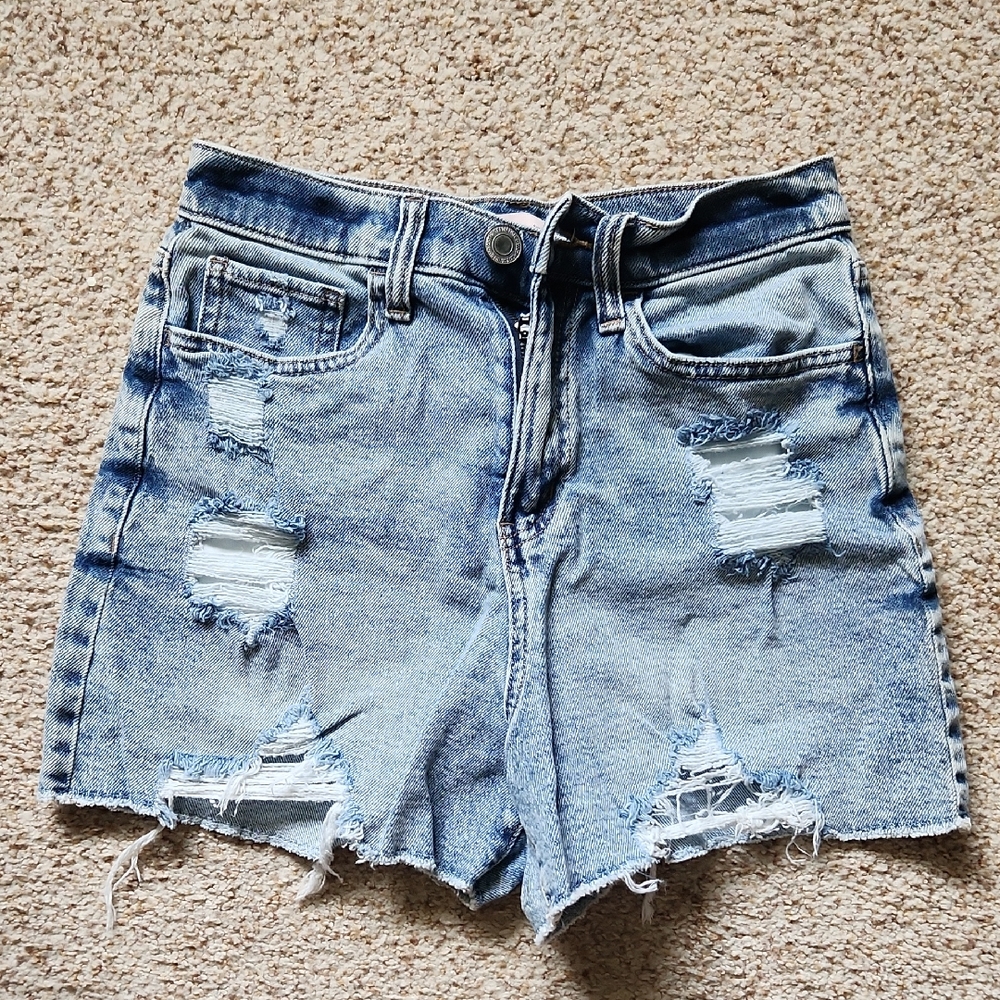 Distressed Denim Junior Shorts